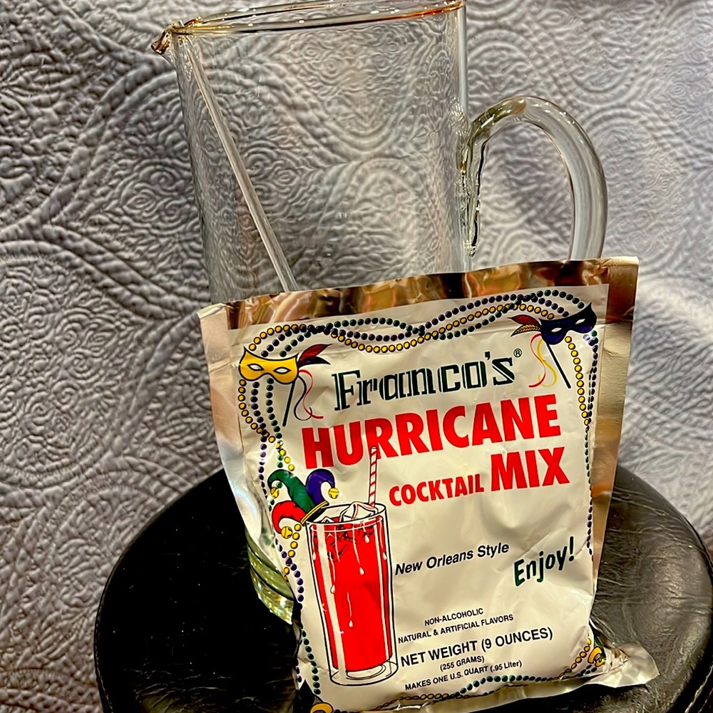 The Big Easy Hurricane cocktail set! Vintage 10" Crystal Stirring Wand, pitcher